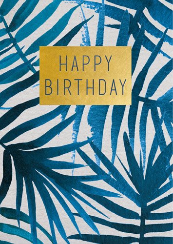 Blue Leaves Birthday Card