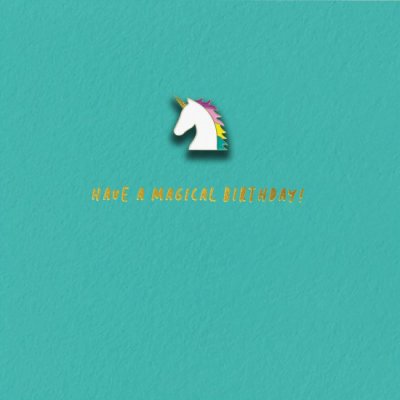 Unicorn Pin Badge Birthday Card