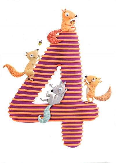 Squirrels 4th Birthday Card
