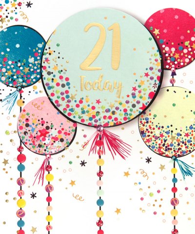 Balloons 21st Birthday Card