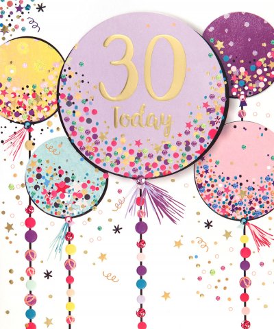 Balloons 30th Birthday Card