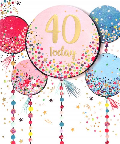 Balloons 40th Birthday Card