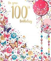 Butterflies and Balloons 100th Birthday Card